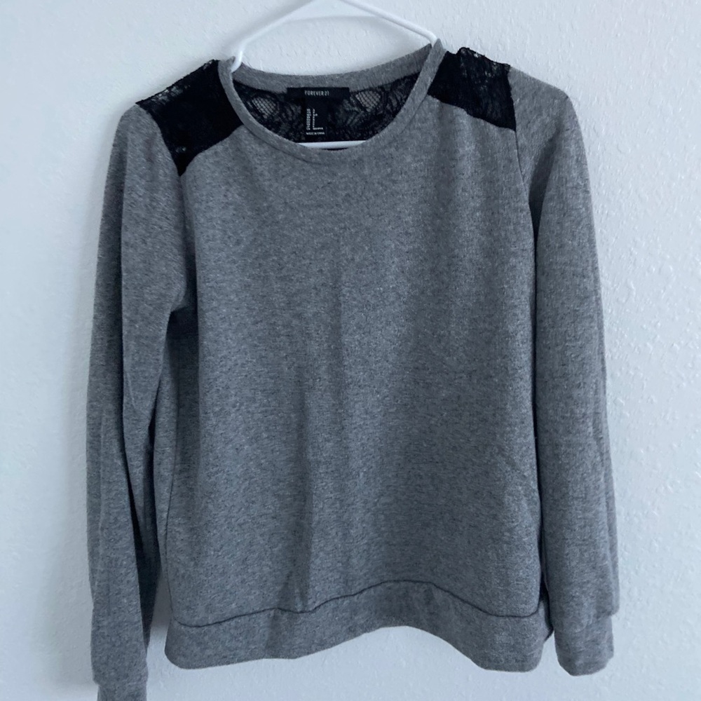 lace shoulder sweater